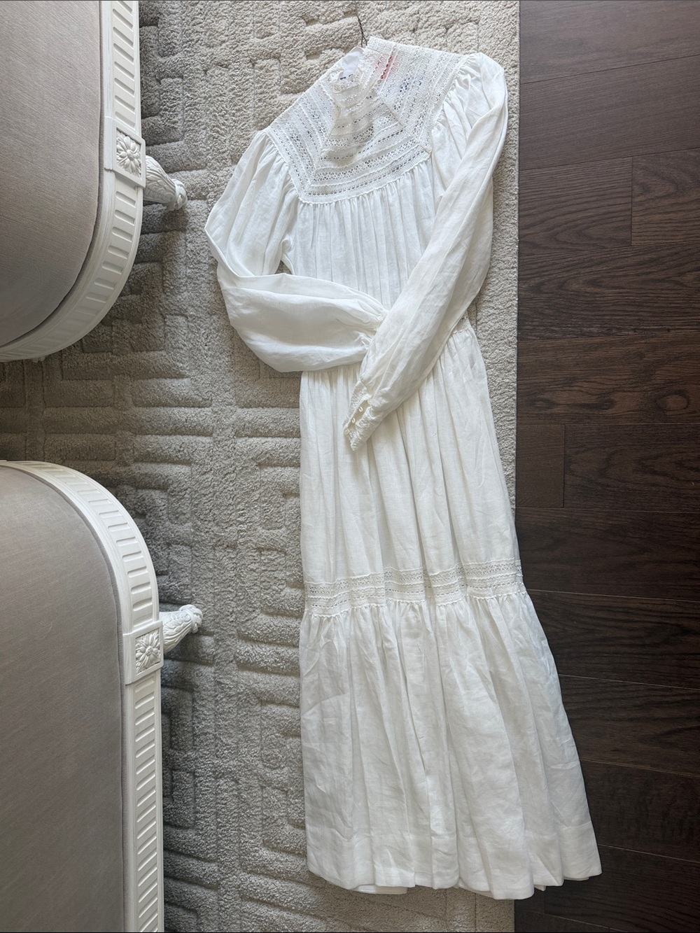 Shona Joy White Lace-Trim Boho Maxi Dress